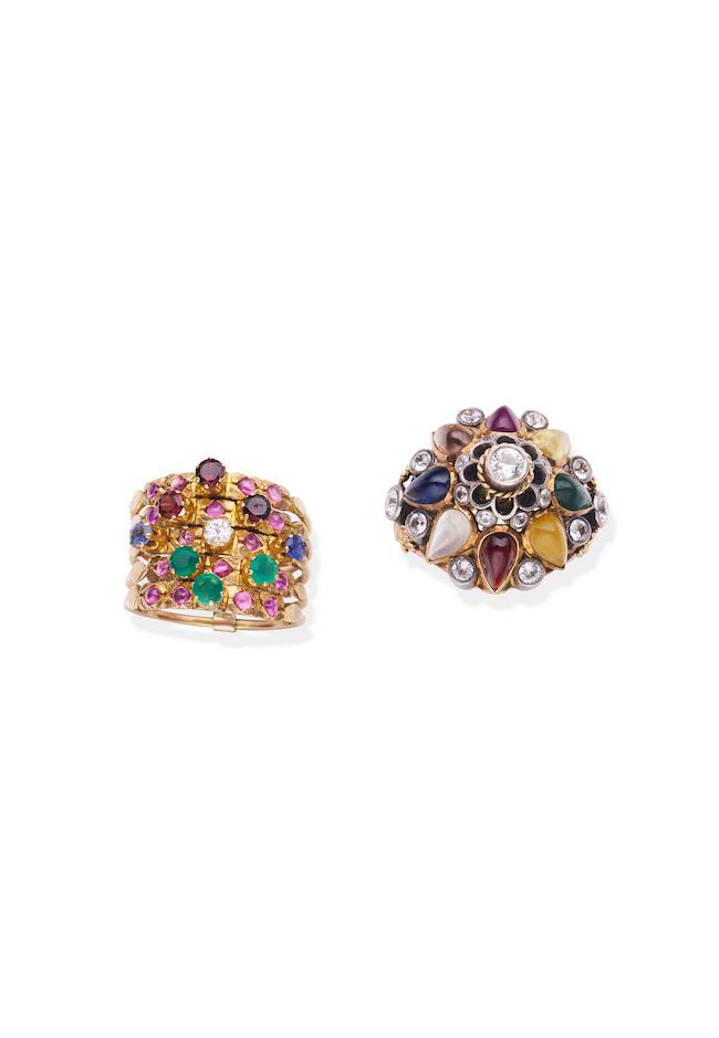TWO GEM-SET RINGS