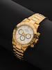 Thumbnail of Rolex. An extremely rare and fine unpolished 18K gold automatic chronograph bracelet watch offered by the original owner Rolex. Beau chronographe bracelet en or jaune 18K (750) jamais repoli et proposé à la vente par le propriétaire d'origine mouvement automatique  Cosmograph Daytona 'Zenith Inverted 6', 4 lines, Ref 16528, Circa 1988, purchased 12th June 1989 image 4